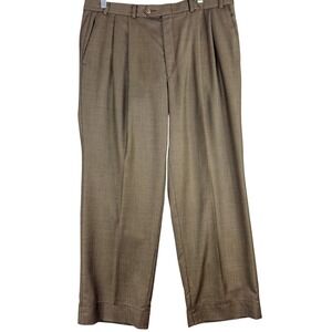 Polo University Ralph Lauren‎ Pants Mens 36x28 Brown Wool Pleated Dress Trousers